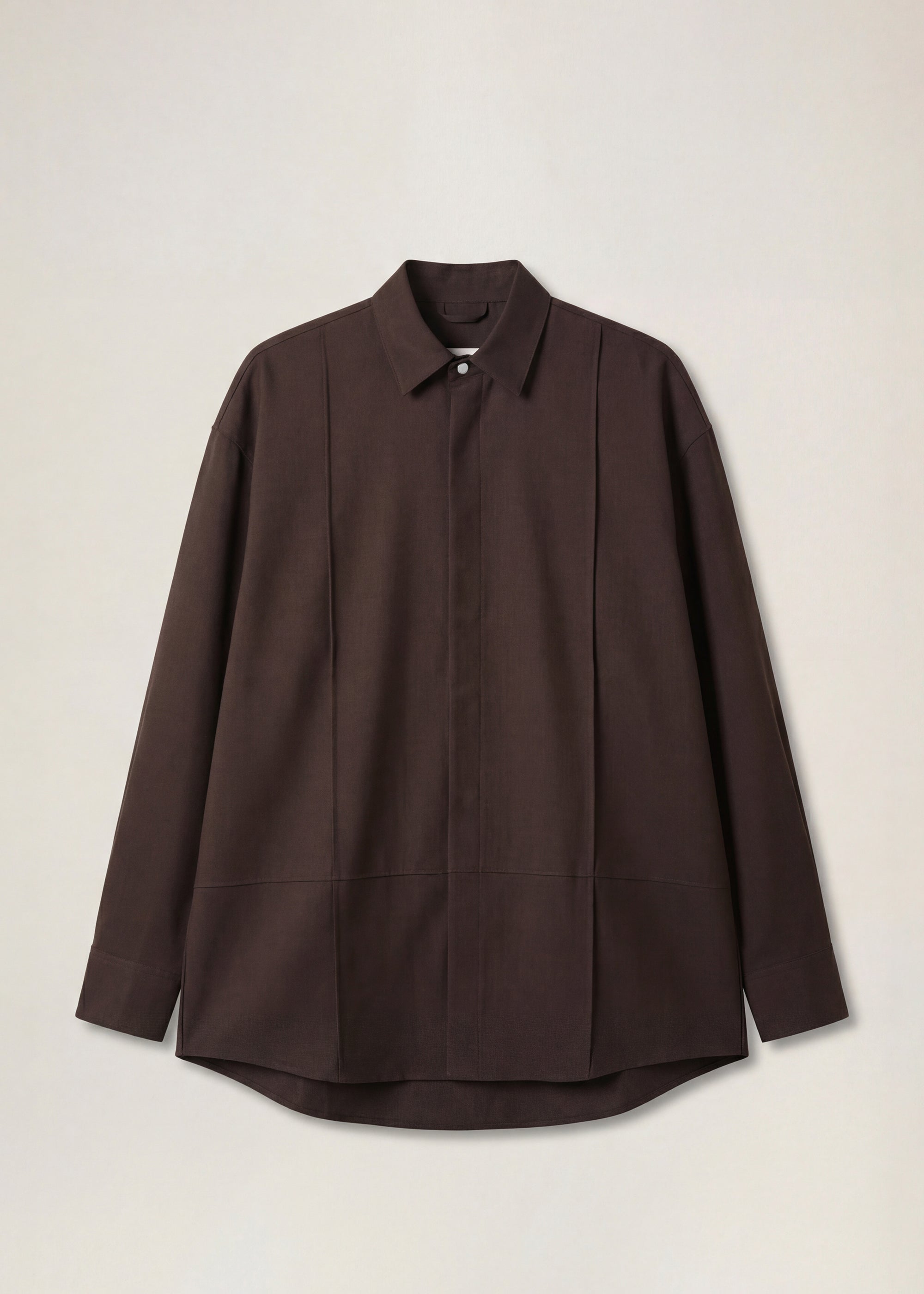 Wool Twill Snap Closure L/S Shirt - Taupe – Past Tense