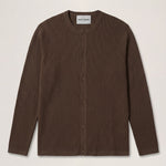 Rib Knit L/S Collarless Shirt - Taupe – Past Tense