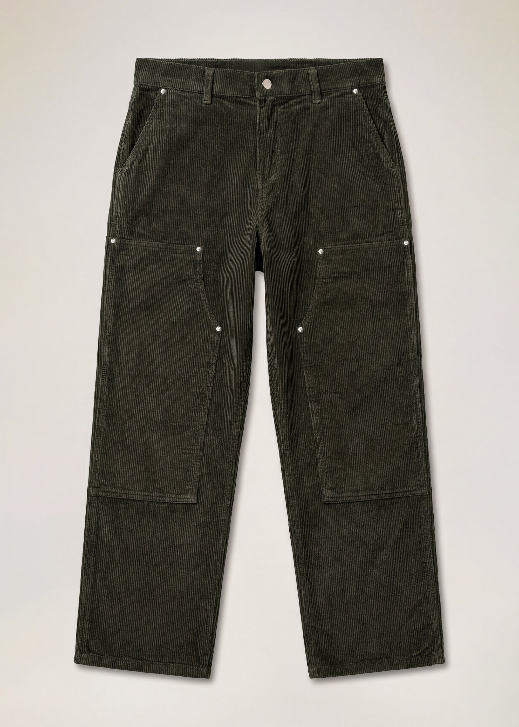 Wide Leg Carpenter Cord Trousers - Moss Green – Past Tense