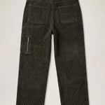 Wide Leg Carpenter Cord Trousers - Moss Green – Past Tense, view 2
