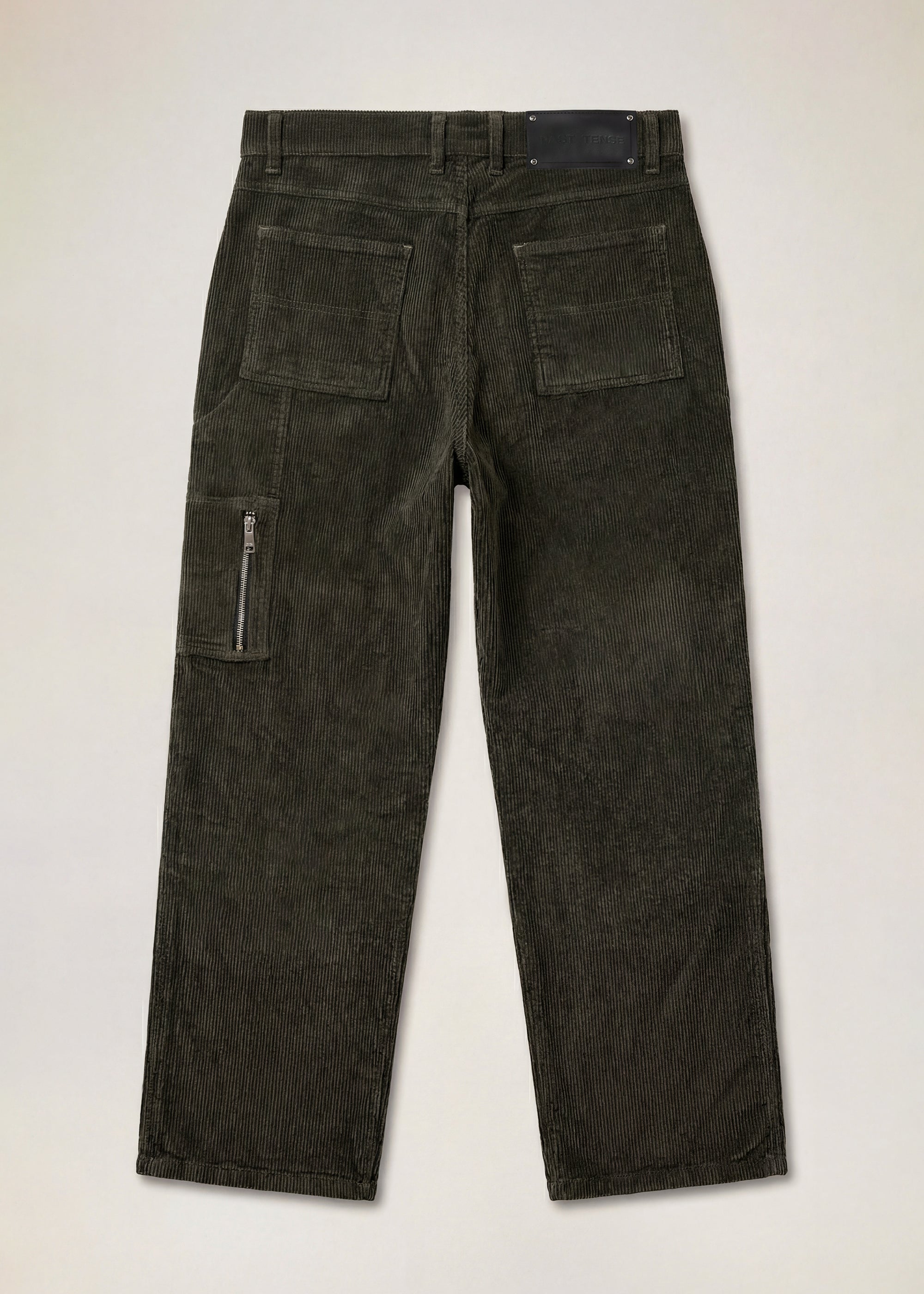 Wide Leg Carpenter Cord Trousers - Moss Green – Past Tense, view 2