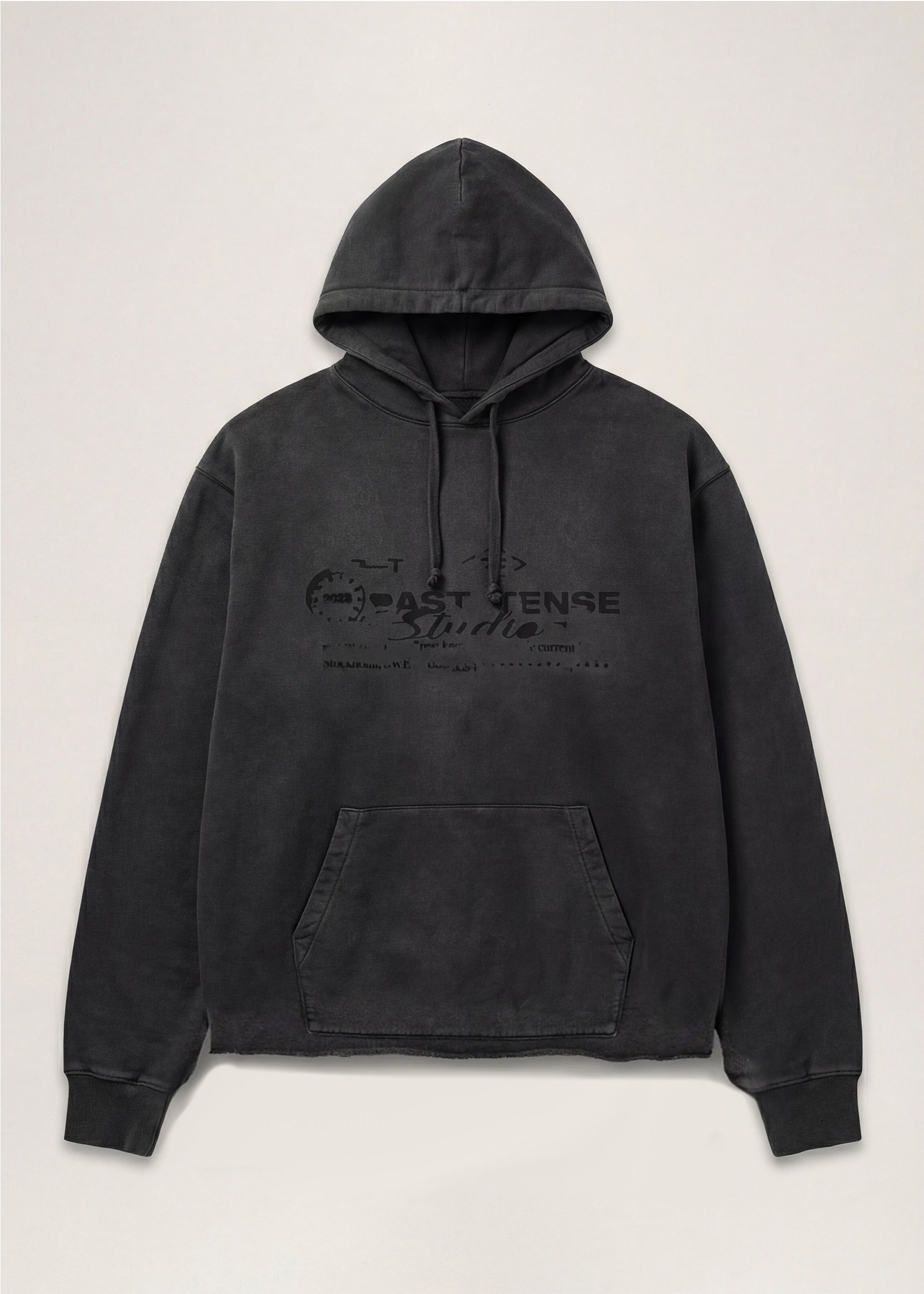 Tonal Stamp Hooded Sweatshirt - Washed Black – Past Tense
