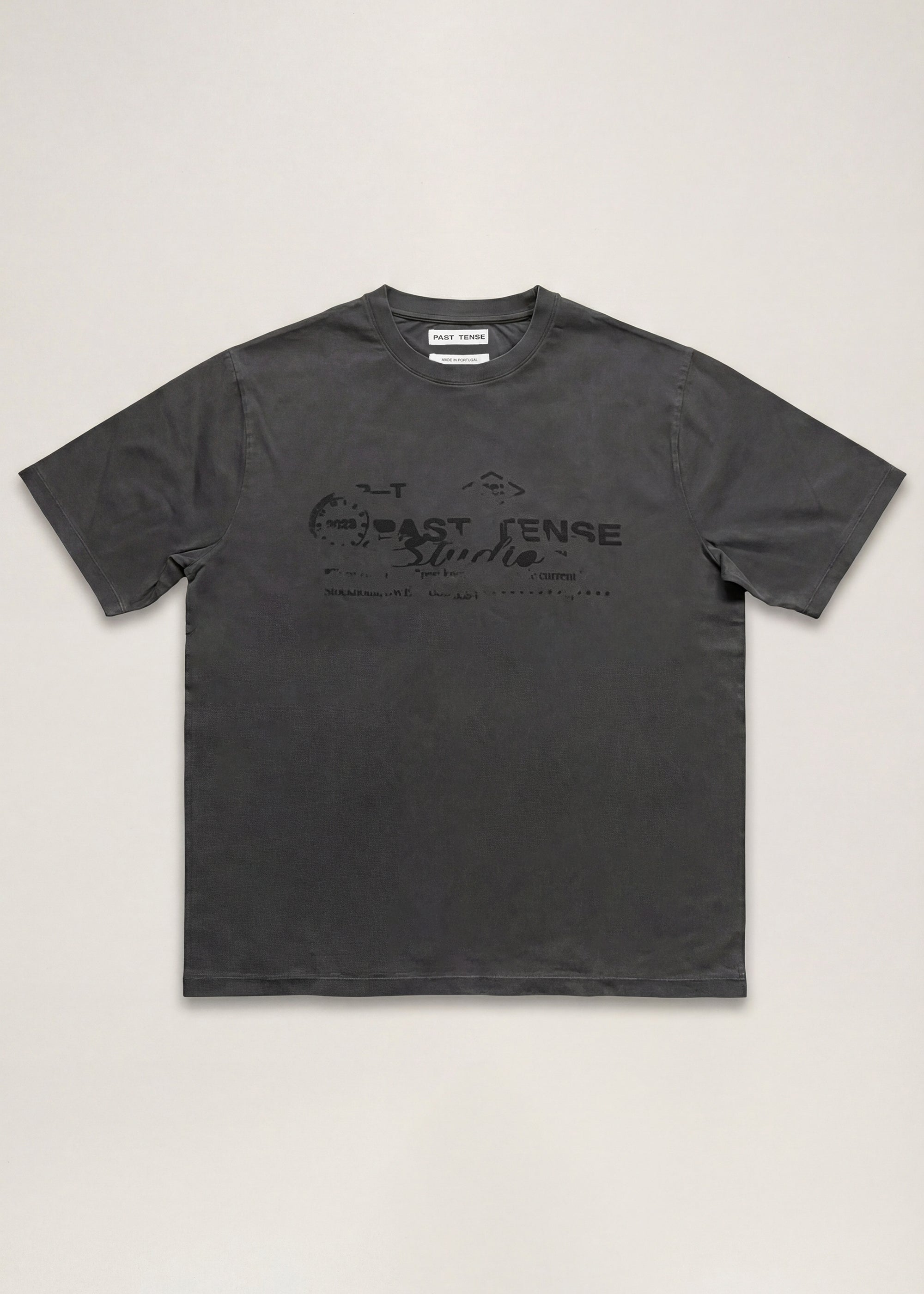 Tonal Stamp Crewneck T-Shirt - Washed Black – Past Tense