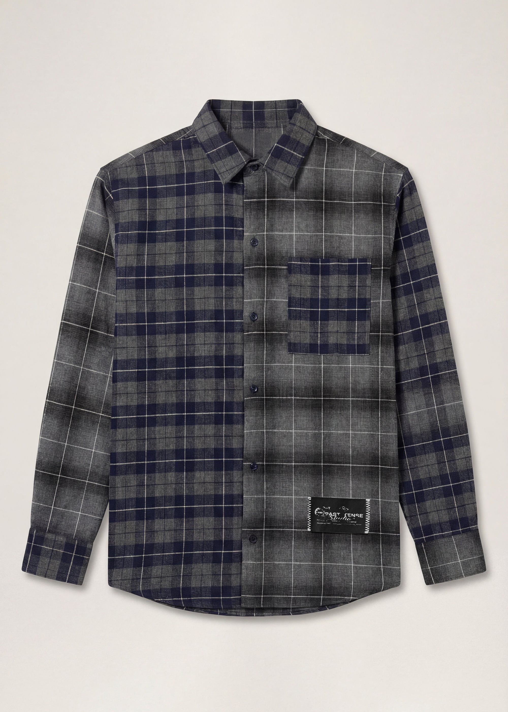 Mixed Patterns Flannel Reg Collar Shirt - Navy – Past Tense