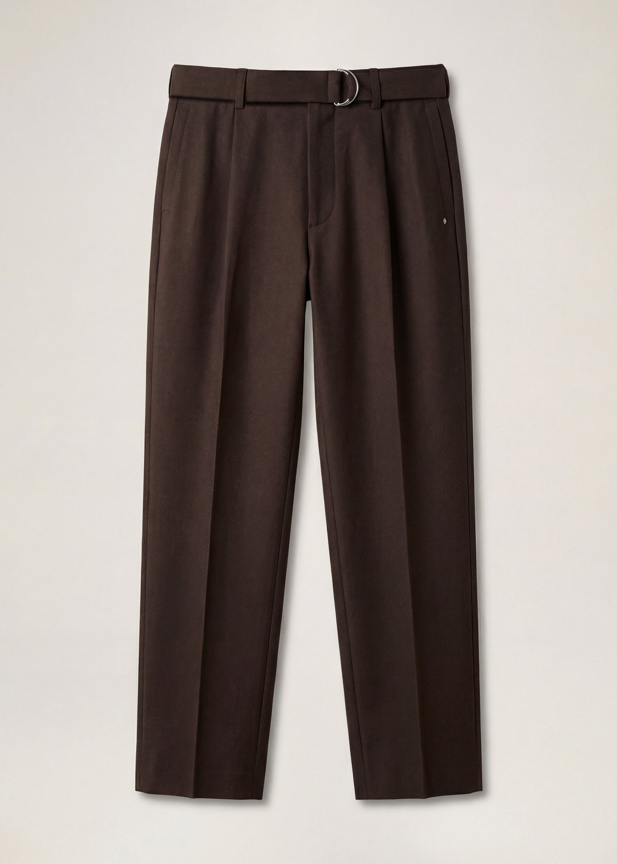 Belted Wide Leg Wool Trousers - Taupe – Past Tense
