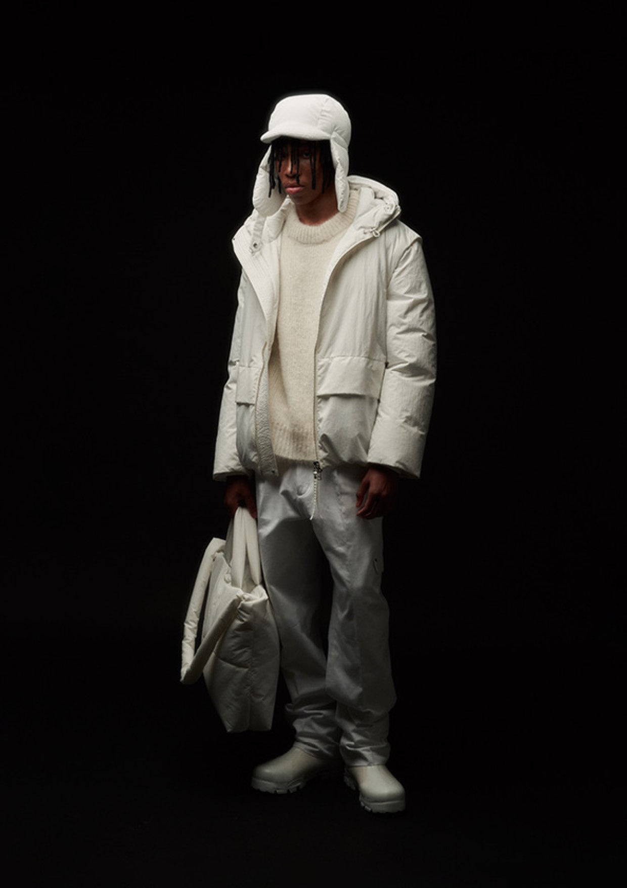 White Hybrid Puffer Jacket Past Tense